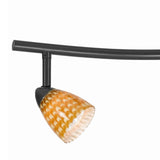 Benzara 3 Light 120V Metal Track Light Fixture with Glass Shade, Black and Yellow BM223068 Black, Yellow Metal, Glass BM223068