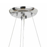 Benzara 3 Bulb Glass Drum Chandelier with Stripe Pattern, Multicolor BM223075 Multicolor Glass and Metal BM223075