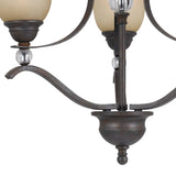 Benzara 3 Bulb Uplight Chandelier with Metal Frame and Glass Shades, Gray and Bronze BM223077 Gray and Bronze Metal and Glass BM223077