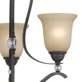 Benzara 3 Bulb Uplight Chandelier with Metal Frame and Glass Shades, Gray and Bronze BM223077 Gray and Bronze Metal and Glass BM223077