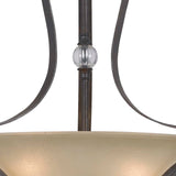 Benzara 3 Bulb Bowl Style Glass Pendant Fixture with Metal Frame, Gray and Bronze BM223078 Gray and Bronze Metal and Glass BM223078