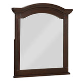 Benzara Transitional Wooden Frame Mirror with Routed Pilaster and Curved Top, Brown BM223086 Brown Solid Wood, Veneer, Glass BM223086