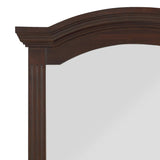 Benzara Transitional Wooden Frame Mirror with Routed Pilaster and Curved Top, Brown BM223086 Brown Solid Wood, Veneer, Glass BM223086