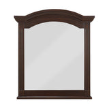 Transitional Wooden Frame Mirror with Routed Pilaster and Curved Top, Brown