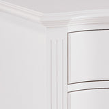 Benzara 3 Drawer Nightstand with Routed Pilasters and Turned Feet, White BM223090 White Solid Wood, Veneer BM223090