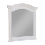 Benzara Transitional Wooden Frame Mirror with Routed Pilaster and Curved Top, White BM223092 White Solid Wood, Veneer, Glass BM223092