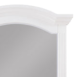 Benzara Transitional Wooden Frame Mirror with Routed Pilaster and Curved Top, White BM223092 White Solid Wood, Veneer, Glass BM223092