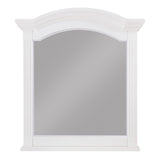 Benzara Transitional Wooden Frame Mirror with Routed Pilaster and Curved Top, White BM223092 White Solid Wood, Veneer, Glass BM223092