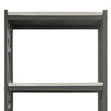 Benzara Modern Style Metal Bookcase with 4 Fixed Open Marble Shelves, Black BM223110 Black Metal and Faux Marble BM223110