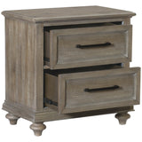 Benzara Plank Style Nightstand with Molded Trim Top and 2 Drawers, Taupe Brown BM223135 Brown Solid Wood, Veneer and Engineered Wood BM223135