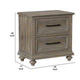 Benzara Plank Style Nightstand with Molded Trim Top and 2 Drawers, Taupe Brown BM223135 Brown Solid Wood, Veneer and Engineered Wood BM223135