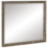 Benzara Molded Wooden Frame Mirror with Mounting Hardware, Taupe Brown and Silver BM223138 Brown and Silver Solid Wood, Mirror, Veneer and Engineered Wood BM223138