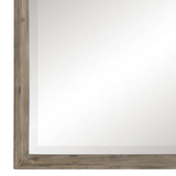 Benzara Molded Wooden Frame Mirror with Mounting Hardware, Taupe Brown and Silver BM223138 Brown and Silver Solid Wood, Mirror, Veneer and Engineered Wood BM223138