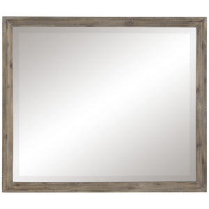 Benzara Molded Wooden Frame Mirror with Mounting Hardware, Taupe Brown and Silver BM223138 Brown and Silver Solid Wood, Mirror, Veneer and Engineered Wood BM223138