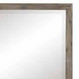 Benzara Molded Wooden Frame Mirror with Mounting Hardware, Taupe Brown and Silver BM223138 Brown and Silver Solid Wood, Mirror, Veneer and Engineered Wood BM223138