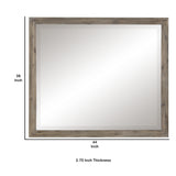 Benzara Molded Wooden Frame Mirror with Mounting Hardware, Taupe Brown and Silver BM223138 Brown and Silver Solid Wood, Mirror, Veneer and Engineered Wood BM223138