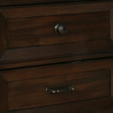 Benzara 2 Drawer Wooden Nightstand with Metal Knob and Handle, Brown BM223267 Brown Solid Wood and Veneer BM223267