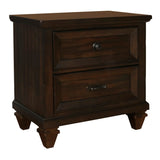 Benzara 2 Drawer Wooden Nightstand with Metal Knob and Handle, Brown BM223267 Brown Solid Wood and Veneer BM223267