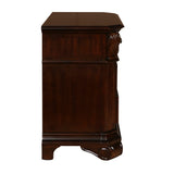 Benzara 3 Drawer Wooden Nightstand with Molded Details and Metal Pulls, Brown BM223269 Brown Solid Wood and Veneer BM223269