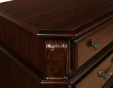 Benzara 3 Drawer Wooden Nightstand with Molded Details and Metal Pulls, Brown BM223269 Brown Solid Wood and Veneer BM223269