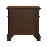 Benzara 3 Drawer Wooden Nightstand with Molded Details and Metal Pulls, Brown BM223269 Brown Solid Wood and Veneer BM223269