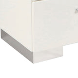 Benzara 2 Drawer Wooden Nightstand with Metal Base and Bar Handles, White BM223271 White Solid Wood BM223271