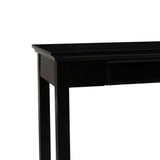 Benzara Single Drawer Wooden Desk with Metal Ring Pull and Tapered Legs, Black BM223279 Black Solid Wood and Veneer BM223279