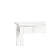 Benzara Single Drawer Wooden Desk with Metal Ring Pull and Tapered Legs, White BM223281 White Solid Wood and Veneer BM223281