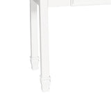 Benzara Single Drawer Wooden Desk with Metal Ring Pull and Tapered Legs, White BM223281 White Solid Wood and Veneer BM223281