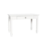 Single Drawer Wooden Desk with Metal Ring Pull and Tapered Legs, White