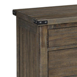 Benzara 3 Drawer Wooden Nightstand with Metal Corner Brackets and Rivets, Brown BM223285 Brown Solid Wood and Veneer BM223285