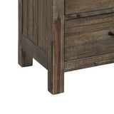 Benzara 3 Drawer Wooden Nightstand with Metal Corner Brackets and Rivets, Brown BM223285 Brown Solid Wood and Veneer BM223285