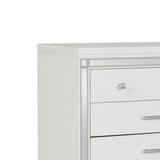 Benzara 3 Drawer Wooden Nightstand with Mirror Accents and Faux Crystal Pulls,White BM223290 White Solid Wood BM223290