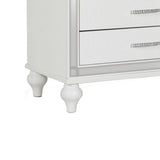 Benzara 3 Drawer Wooden Nightstand with Mirror Accents and Faux Crystal Pulls,White BM223290 White Solid Wood BM223290