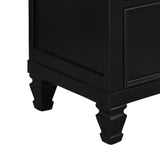 Benzara 2 Drawer Wooden nightstand with Tapered Legs and Metal Rings, Black BM223297 Black Solid Wood BM223297