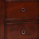 Benzara 2 Drawer Wooden nightstand with Tapered Legs and Metal Rings, Brown BM223298 Brown Solid Wood BM223298