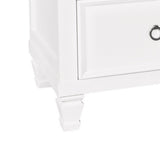 Benzara 2 Drawer Wooden nightstand with Tapered Legs and Metal Rings, White BM223300 White Solid Wood BM223300