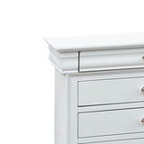 Benzara 4 Drawer Wooden Nightstand with Bracket Legs and Metal Knobs, White BM223358 White Solid Wood BM223358