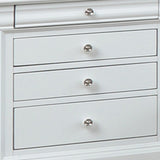 Benzara 4 Drawer Wooden Nightstand with Bracket Legs and Metal Knobs, White BM223358 White Solid Wood BM223358