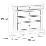 Benzara 4 Drawer Wooden Nightstand with Bracket Legs and Metal Knobs, White BM223358 White Solid Wood BM223358