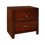 Benzara 2 Drawer Wooden Nightstand with Sled Base and Molded Details, Brown BM223360 Brown Solid Wood BM223360