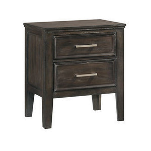 Benzara 2 Drawer Wooden Nightstand with Chamfered Legs, Rustic Brown BM223363 Brown Solid Wood BM223363