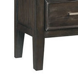 Benzara 2 Drawer Wooden Nightstand with Chamfered Legs, Rustic Brown BM223363 Brown Solid Wood BM223363