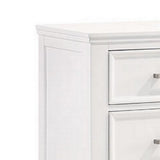 Benzara 2 Drawer Wooden Nightstand with Chamfered Legs and Molded Details, White BM223364 White Solid Wood BM223364