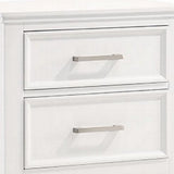 Benzara 2 Drawer Wooden Nightstand with Chamfered Legs and Molded Details, White BM223364 White Solid Wood BM223364