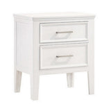 Benzara 2 Drawer Wooden Nightstand with Chamfered Legs and Molded Details, White BM223364 White Solid Wood BM223364