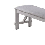 Benzara Fabric Upholstered Wooden Bench with Braces, Gray BM223370 Gray Solid Wood and Fabric BM223370