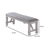 Benzara Fabric Upholstered Wooden Bench with Braces, Gray BM223370 Gray Solid Wood and Fabric BM223370