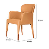 Benzara Leatherette Dining Armchair with Tapered Legs and Panel Arms, Orange BM223415 Orange Leatherette, Solid Wood, Metal BM223415