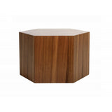 Benzara Contemporary Style Hexagonal Wooden End Table, Small, Brown BM223417 Brown Solid Wood BM223417